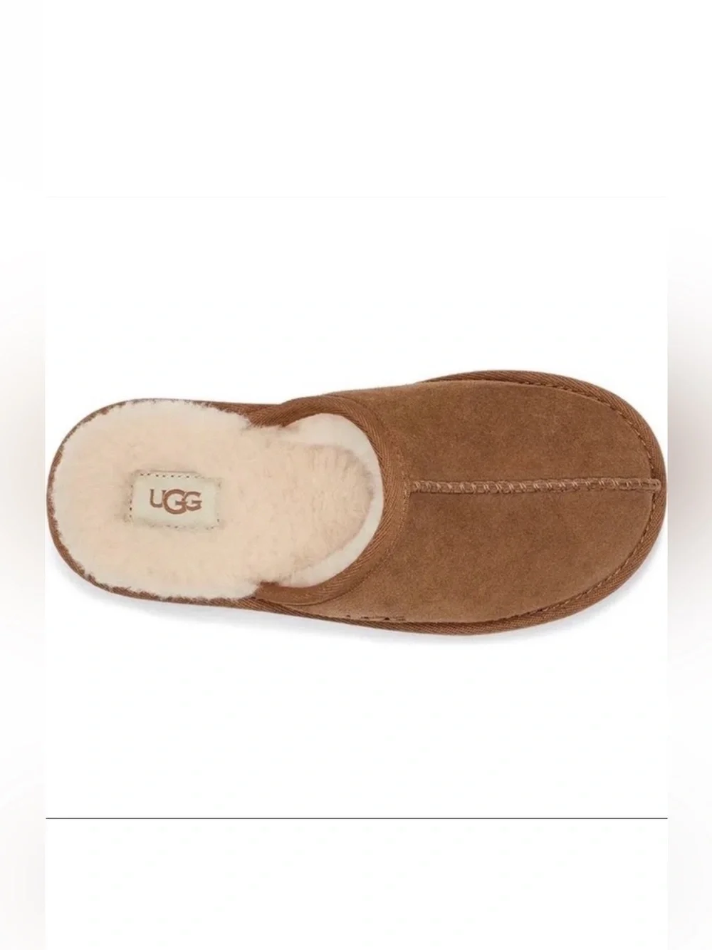 UGG Keegan Chestnut Suede Shearling Slide Slippers Kids Size 1M Cozy House Shoes